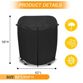 Trampoline Cover for 60" Kids Trampoline 100% Waterproof Kids Trampolines Cover Round Heavy Duty 600D Oxford cloth UV resistant Windproof Outdoor Toddler Trampoline Winter Protect Covers (Black）