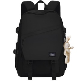 DEKWELL Black School Backpacks for Teens Girls Boys, 15.6 Inch College Laptop Backpack for Women Men Black Backpack for High School,Travel,Middle School