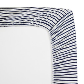 American Baby Printed 100% Natural Cotton Jersey Knit Fitted Pack N Play Playard Sheet, Navy/Grey Funny Stripes, Soft Breathable, for Boys