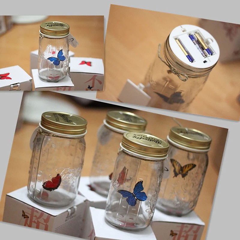 Butterfly Collection With LED Light - Animated Glass Jar Gift
