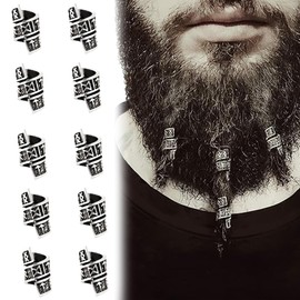 QIUMING Dreadlock Viking Beard Beads Viking Hair Beads Hair Beard Beads for Clip Jewellery Nordic Hair Beads Beard Jewellery for Men Women Hair Beard Jewellery DIY (Silver, Style 2)