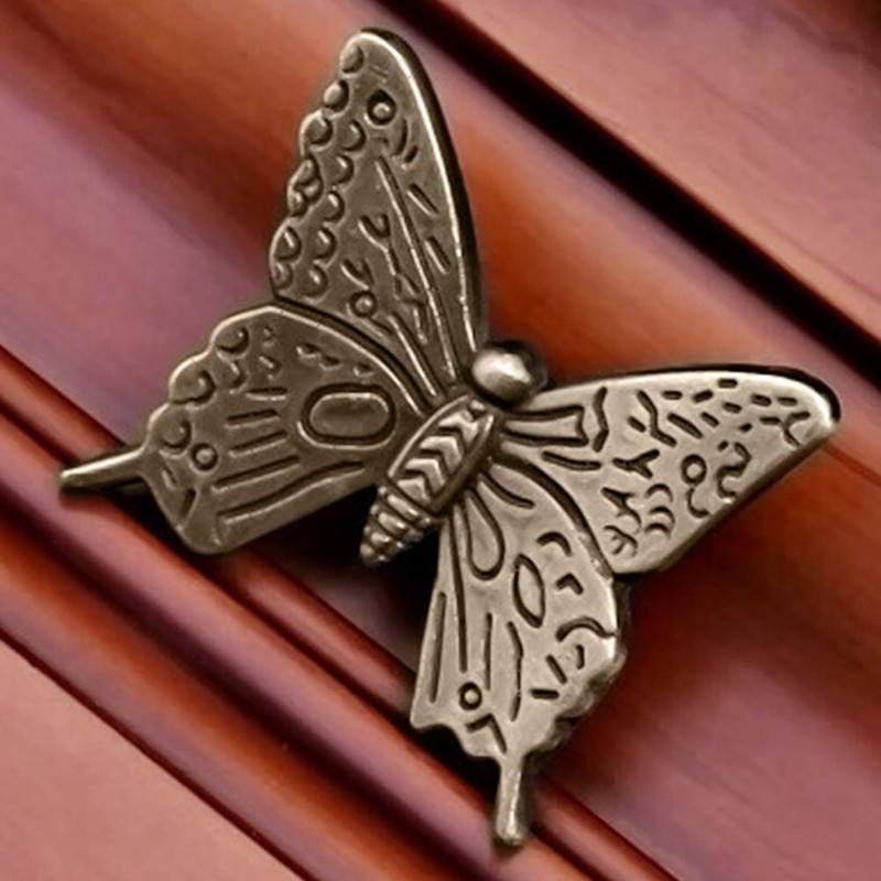 Denpetec 10 Pcs Butterfly Alloy Cabinet Knobs,Vintage Butterfly Shape Drawer