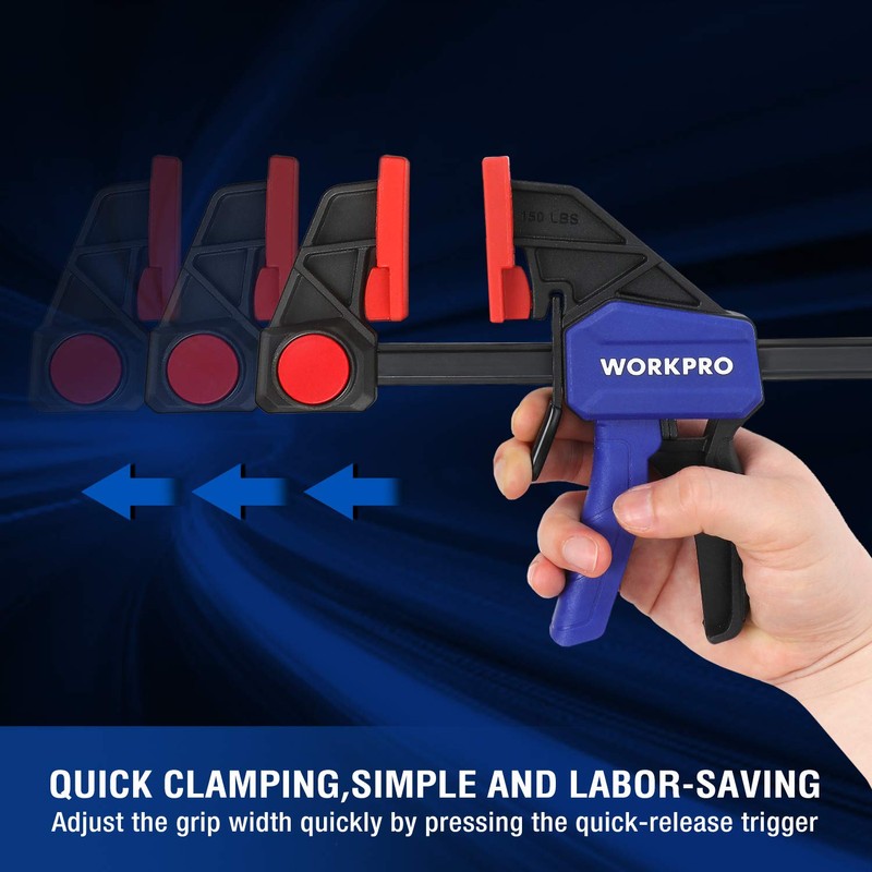 WORKPRO 12" Clamps for Woodworking 2-Pack, Quick-Release Wood Clamps/Spreader Light