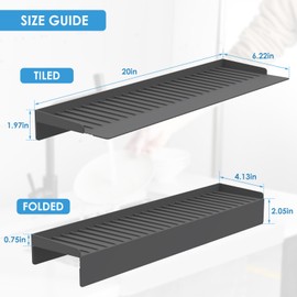 XULRKOS 20" L x 4" W Silicone Edge Guard, Kitchen & Bathtub Sink Protector, Adjustable Countertop Guard (Grey)