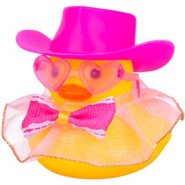 MuMyer Rubber Duck Car Ornament, Yellow Duck Car Dashboard Decoration Accessories with Mini Hat Sunglasses and Skirt for Car Dashboard Decoration Accessories(A2)