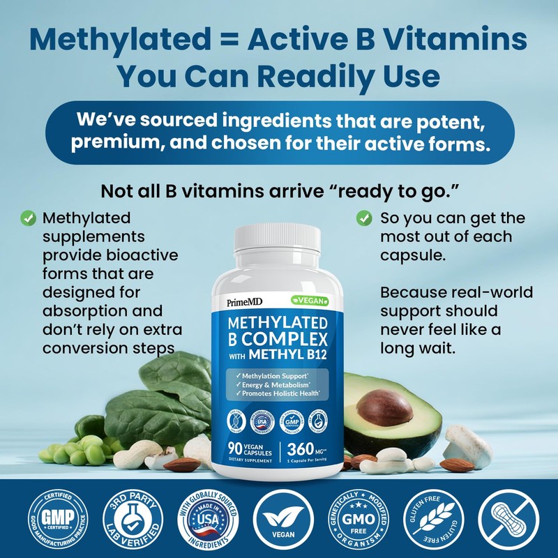 Methylated B Complex with Methylfolate and B12 Methylcobalamin 1000 mcg