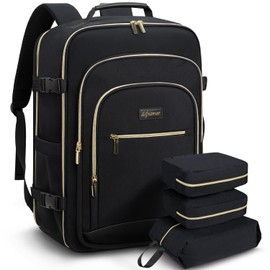 Lifeamar 50L Travel Backpack for Women, Carry On Bag Flight Approved, Waterproof Backpack with 3 Packing Cubes, Weekender Personal Item Bags for Airplane Travel Essentials, TSA Approved