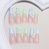 French Tip Press on Nails Long Square Fake Nails Medium