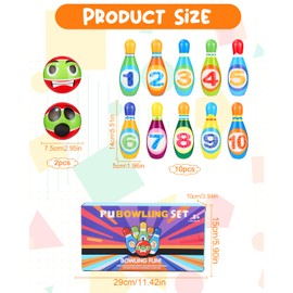 12-Piece Bowling Set, Bowling Set Children, Includes Bowling and Carry Bag, Can Throwing Toy, Mini Indoor and Outdoor Toy, from 2 3 4 5 6 Years, Boys Girls, Outdoor Games for Children