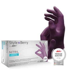 AMPri Nitrile Gloves, Purple, 100 Pieces/Box, Size M, Powder-Free, Style Berry by Med-Comfort: Nitrile Disposable Gloves, Disposable Gloves in Sizes XS, S, M, L, XL