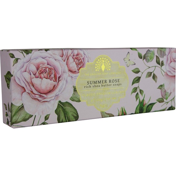 The English Soap Company, Gift Boxed Hand Soaps, Summer Rose, 3 x 100g