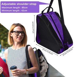PERFETSELL Bag Adult Roller Skate Bag Ice Skate Ice Hockey Bag Ski Boot Bag with Adjustable Carry Strap Ice Skate Bag for Ice Hockey Skates for Men Women (Purple)