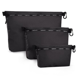 Haimont 3 Sets Zipper Pouch Travel Packing Bags for Toiletry, Makeup, Cosmetic Accessory, Tool, Small Organizer Bag, Water Resistant, Grey