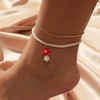 Inateannal Bohemian Pearl Beaded Anklet Personality Mushroom Pendant Ankle Chains