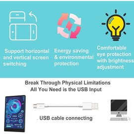 PUSOKEI 3.5 Inch IPS USB Screen, AIDA64 PC CPU RAM Data Temperature Monitor, PC Sensor Panel Display, IPS Full Viewing Angle, USB C Interface, for System