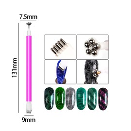 XEAOHESY 8 Pieces Cat Eye Nail Magnet Tools Double-Head Flower Design Multi-Function Magnet Board Magnet Stick Nail Magnet Pens 3D Magnetic for Cat Eye Gel Polish Nail Art