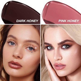 2Pcs Black & Pink Honey Tinted Lip Stain Lip Balm Lip Gloss Lipstick, Sheer Hydrating Lip Stains Tint, Moisturizing Lip Color for All Skin Tones, Nourishing Lip Balm with Natural Black Cherry