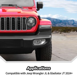 JeCar Black Headlight Inserts for 2024+ Jeep Wrangler JL Headlight Bezel Covers