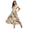 Floral Print Maxi Dress Women Button Up Split Long Flowy