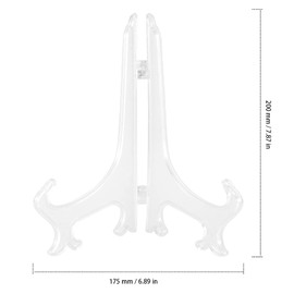 ZEONHAK 10 Pack 8 Inch Plastic Easels Plate, 20cm Clear Plate Display Stands, Plastic Easel Plate Stands for Displaying Pictures, Plates, Placecards
