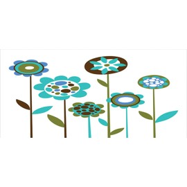 Ambesonne Green Flower Pencil Pen Holder, Grunge Floral Doodles Circles and Lines Pattern Geometric Design Retro Leaves, Printed Ceramic Pencil Pen Holder for Desk Office Accessory, Multicolor