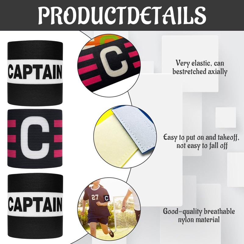 SurPse 5 Pcs Captains Armband, Sport Accessory for Football Soccer