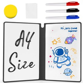 TYBYBB Whiteboard Small 24 x 16.5 cm Writing Board Wipe Clean Whiteboard Notebook A5 with 3 Whiteboard Pens 1 Whiteboard Sponge and 1 Whiteboard Cloth for Notes, Lists, Memos