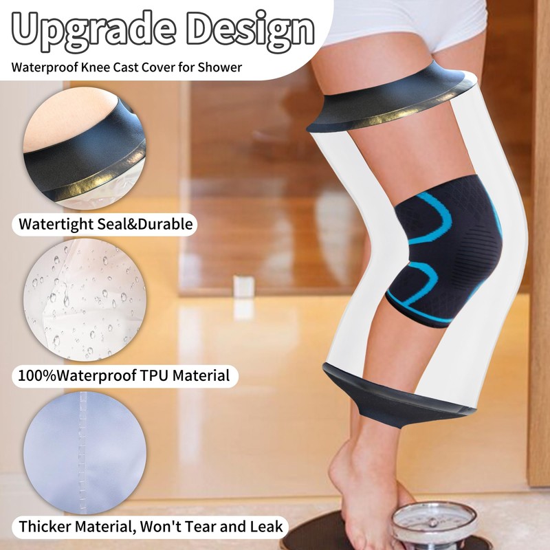 KEEFITT Knee Cast Cover for Shower, Waterproof Bandage and Cast