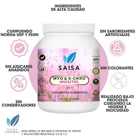 Myo Y D-chiro Inositol 260 Gramos Relación optima 40:1 Saisa Herbal