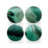 4 x Round Art Deco Coasters - Agate Green Abstract