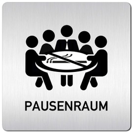 Türschilder24 XXL Door Sign 125 x 125 mm Break Room Recreation Room Tea Kitchen Non Smoking 003 1.5 mm Aluminium Solid Material 100% Made in Germany