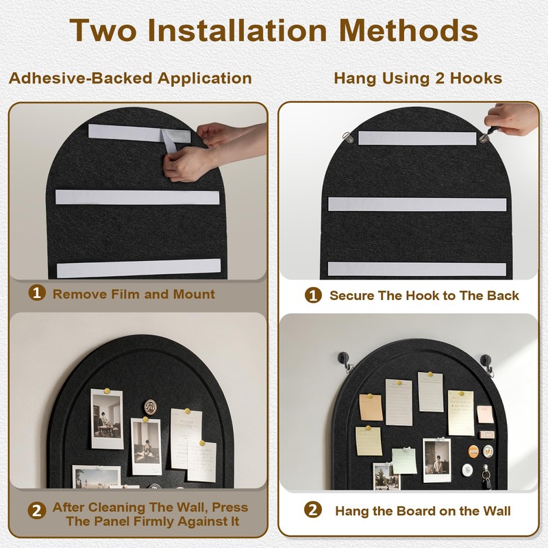 VABAMNA Arched Felt Bulletin Board 24" x 18", Grooved Edge