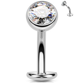 OUFER 14G Internal Belly Button Piercing Titanium G23 Belly Button Ring Jewellery Piercing Belly Button Piercing Clear CZ Belly Button Piercing 8/10/12 mm, Titanium, Cubic Zirconia