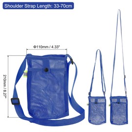 sourcing map Water Bottle Holder with Adjustable Shoulder Strap Water Bottle Carrier Bag Mesh Crossbody Water Bottle Carrier with Pocket for Sports Hiking Walking Travel, Blue