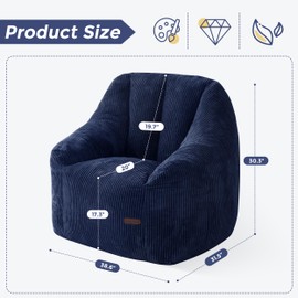 MAXYOYO Bean Bag Chair, Bean Bag Sofa with Filler, Cozy Living Room Chair for Adults and Kids, Stuffed Floor Sofa for Bedroom Dorm Reading, Navy