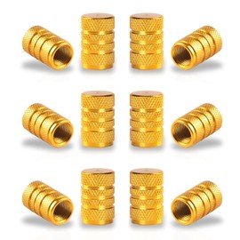 SINGARO 12PCS Tire Valve Stem Caps, Car Exterior Accessories, Aluminum Alloy Valve Cover Universal for Cars, Trucks, Motorcycles and Bicycles (Glod)