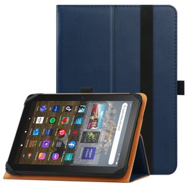 HGWALP Universal Case for 7 inch 8 inch Tablet,Stand Folio Universal Tablet Case Protective Cover for 7" 8" Touchscreen Tablet, with Adjustable Fixing Silicon Band and Stand (Navy)