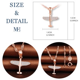 MicLee Women's Necklace 925 Sterling Silver Cubic Zirconia Cute Little Plane Pendant Chain with Gift Bag Super Gift for Couples Mother Daughter, Silver, Cubic Zirconia