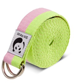Slim Panda Yoga Strap for Stretching - Adjustable D-Ring Buckle, Cotton Yoga Belt for Fitness, Pilates, Physical Therapy, Improve Flexibility (10+ Colors, 6 Feet/8 Feet)