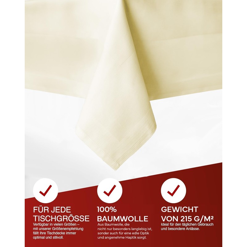 texpot Tablecloth 130 x 190 cm with Satin Edge 100%