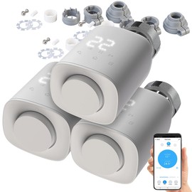 revolt Heating Controller: Set of 3 Programmable Radiator Thermostats with Bluetooth and App (Energy-Saving Radiator Thermostat, Radiator Thermostat Bluetooth, Programmable)