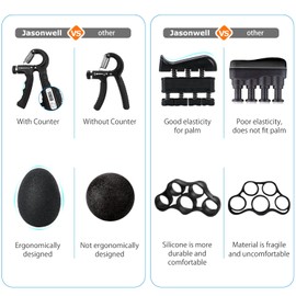 Jasonwell Grip Strength Trainer Hand - Adjustable Resistance (5kg-60kg) Counting Hand Trainer Grip Non-Slip Grip Trainer for Home Use Elderly Athletes Hand Rehabilitation Training Grip Trainer Set Color Box with Storage Bag （7 pcs）