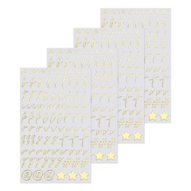 MECCANIXITY 4 Sheets Cursive Letter Stickers for Resin Nails 3D Small Gold Alphabet Sticker Metallic Alloy for Epoxy Resin Casting Scrapbooking