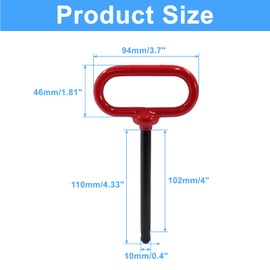 Bonsicoky 2 PCS Tractor Towing Hitch Pin and Clip, 3/8 x 4 Inch Trailer Gate Pin for Towing Tractor, RV, Truck, Boat, Car - Red Handle