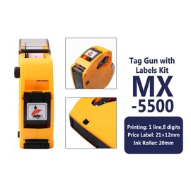 MX-5500 8 Digits Price tag Gun with 5000 Sticker Labels and 4 Ink Refill, Label Maker Pricing Gun Kit Numerical Tag Gun for Grocery Retail Store & Office,Warehouse, Organization Marking (Yellow)
