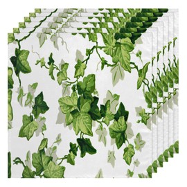 QsirBC Ivy Leaves Cloth Napkins Set of 6 Reusable Washable Dinner Napkins 20x20 Square Decorative Napkins Soft for Kitchen Hotel Restaurant Banquet Wedding Party