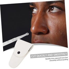 8pcs Precision Beard Scissors Set Stainless Steel Trimming Scissors Nose Hair Trimmer Small Comb White Leather Case for Grooming Barbershops