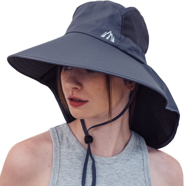 UV Sun Protection Hat Women Foldable Neck Flap Wide Brim