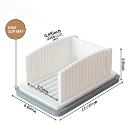 DENEAR Heavily Upgraded Bread Slicer for Homemade Bread, Foldable plastic bread slicer, Adjustable width and guide rail, Suitable for homemade bread, sandwiches, bagels and cakes, Dishwasher Safe