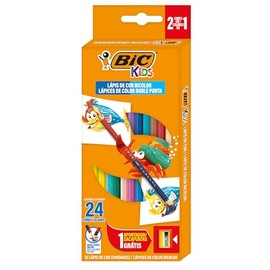 BIC Lpices de Colores Evolution Bicolor Hechos de Madera Colores Intensos Punta Resistente 24 Colores en 12 Piezas                                    